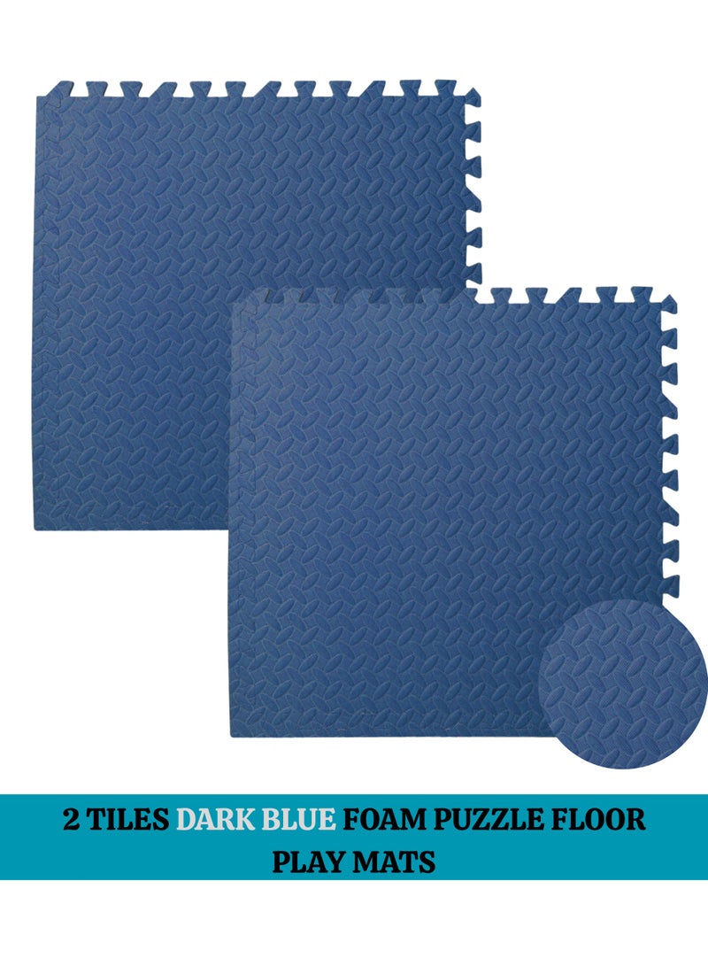GoldenLike Foam Floor Mat, 60*60cm Puzzle Foam Mat with Borders Interlocking Baby Play Mat Gym Mat Kids Floor Mats Crawling Rug Anti-slip Mat Protective Foam Padding for Home, Gym, 2 Pcs Dark Blue - Image 2