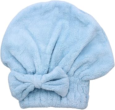Dianoo Dianoo 2pc Hair Drying Cap Microfiber Ultra Absorbent Bath Hat Quickly Drying Hair Turban Wrap Towels Soft Shower Cap For Long Thick Hair Women Girls Pink and Blue - Image 2