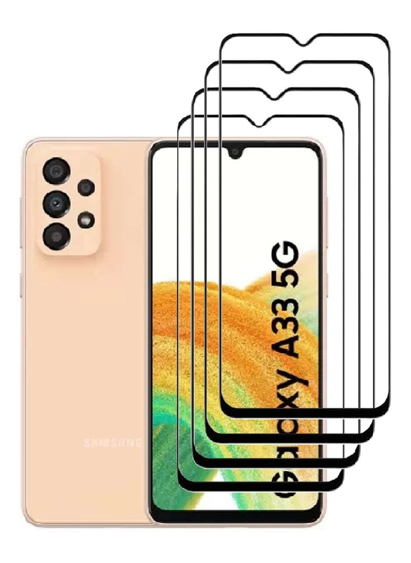 AINA 4 Pieces Tempered Glass Screen Protector 5D Designed For Samsung Galaxy A33 5G Full Glue Edge to Edge Full Screen Coverage And Bubble Free - Image 1