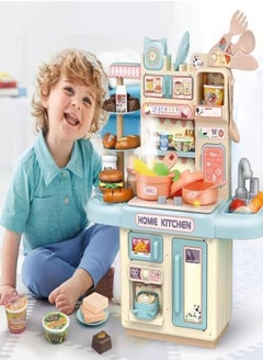Fantastic-Kids-Toys Kids Kitchen Role Play Food Cooking Set Kids Play Set with Sink Steam Light and Sound Realistic Design Code 36T-5 Size (36 * 30 * 13.5) CM