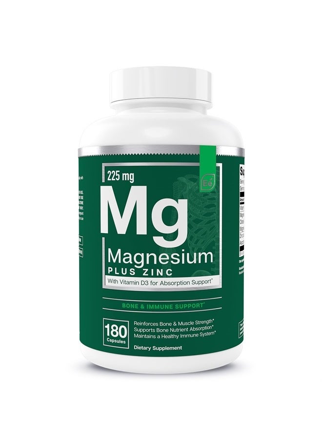 Essential Elements - Magnesium & Zinc with Vitamin D3 for Sleep Immune & Bone Support - Magnesium Glycinate, Malate, Citrate 200mg - Triple Magnesium Supplement for Women and Men - 3 Month Supply - Image 1