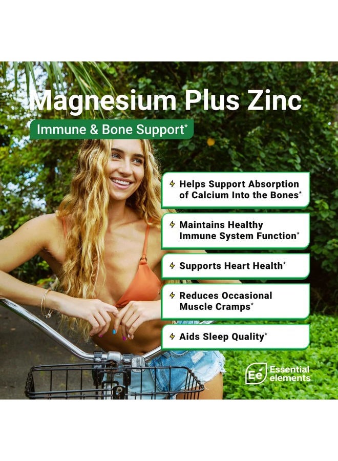 Essential Elements Magnesium Plus Zinc with Vitamin D3 | Scientifically Formulated Heart, Bone & Muscle Support | 225mg Triple-Strength Magnesium Complex with Glycinate, Malate, Citrate | 180 Count - Image 3