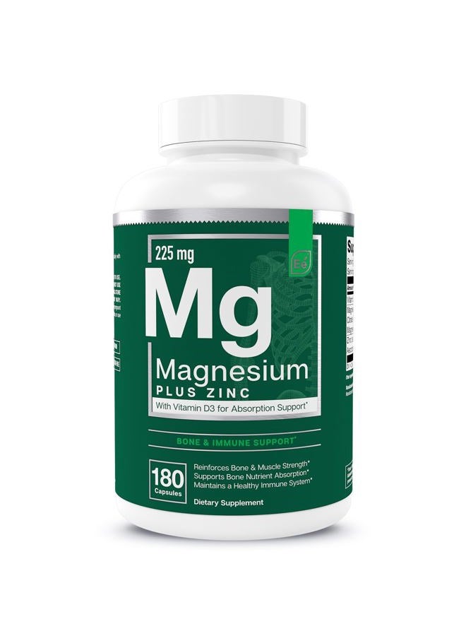 Essential Elements Magnesium Plus Zinc with Vitamin D3 | Scientifically Formulated Heart, Bone & Muscle Support | 225mg Triple-Strength Magnesium Complex with Glycinate, Malate, Citrate | 180 Count - Image 1