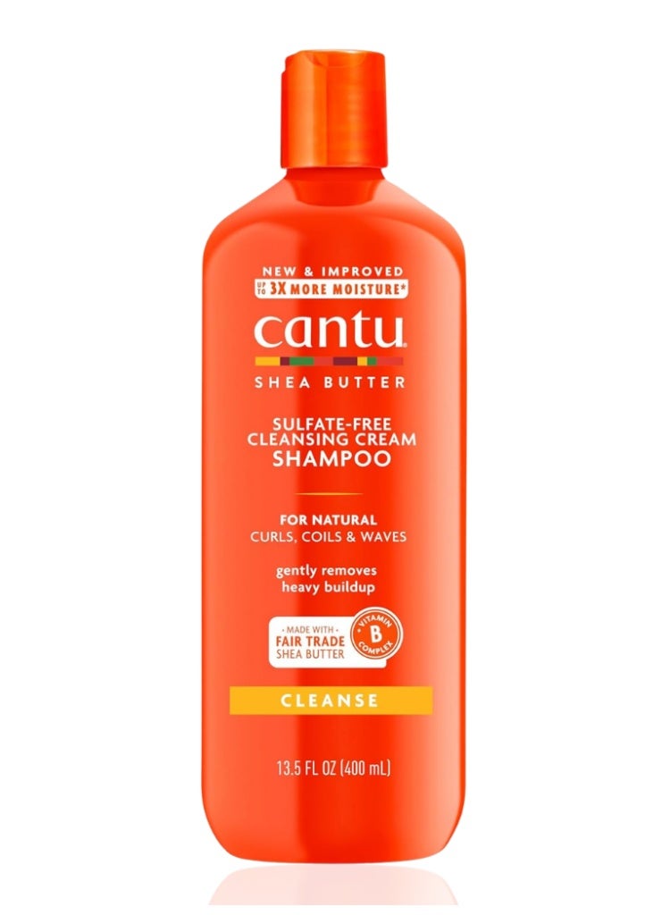 Cantu Natural Hair Cleansing Shampoo Sulfate-Free 400 ml – Shea Butter Moisturizing Shampoo for Clean, Soft & Healthy Hair - Image 1