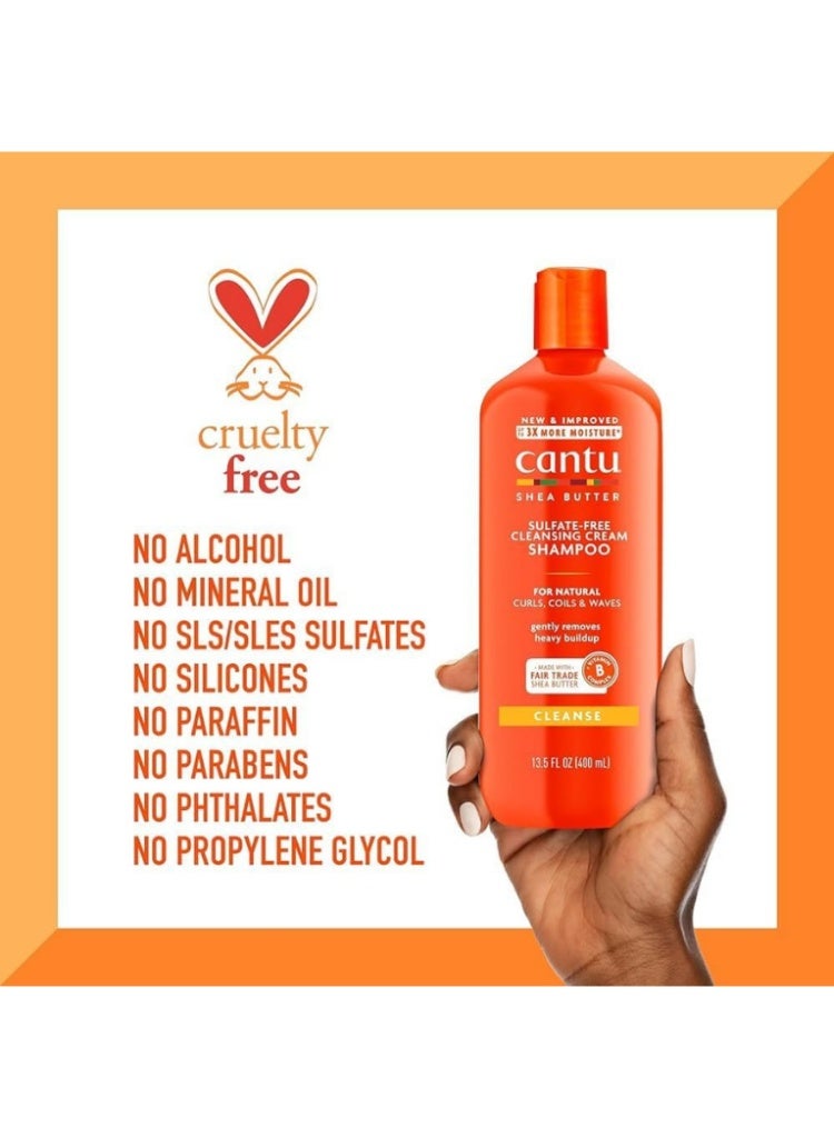 Cantu Natural Hair Cleansing Shampoo Sulfate-Free 400 ml – Shea Butter Moisturizing Shampoo for Clean, Soft & Healthy Hair - Image 4