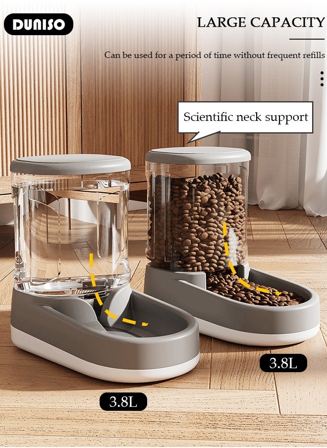 DUNISO Automatic Pet Feeder, Gravity Cat Dog Food Feeder and Water Dispenser Set of 2, Anti-slip Automatic Feeder Waterer Food Dispenser for Large & Small Dog Cat Puppy Kitten Feeder  - Image 3