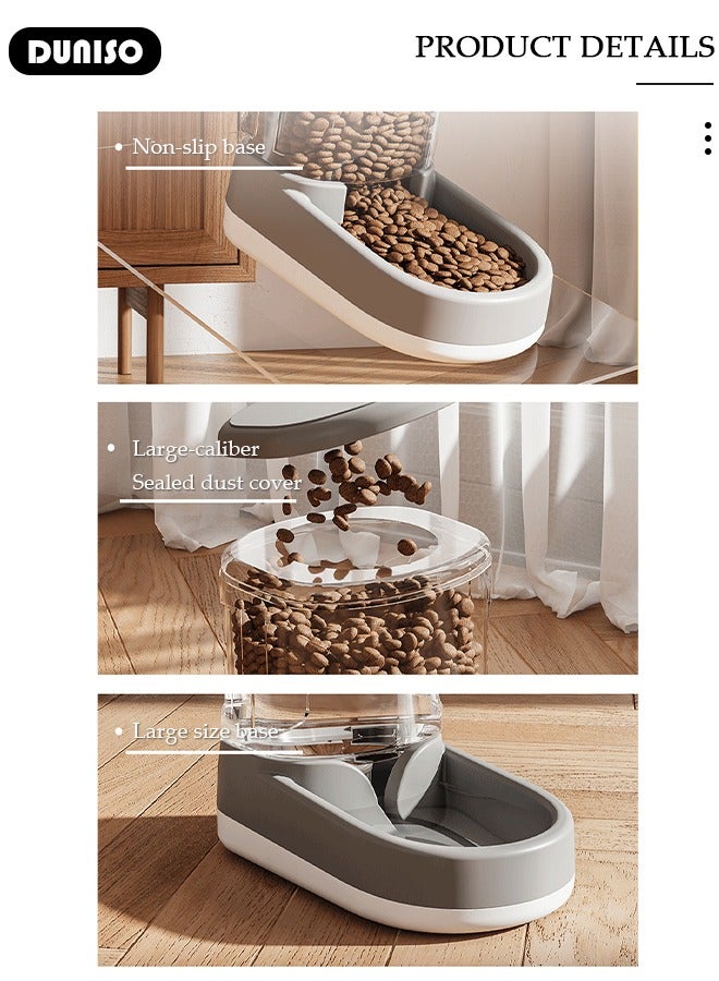Automatic Pet Feeder, Gravity Cat Dog Food Feeder and Water Dispenser Set of 2, Anti-slip Automatic Feeder Waterer Food Dispenser for Large & Small Dog Cat Puppy Kitten Feeder