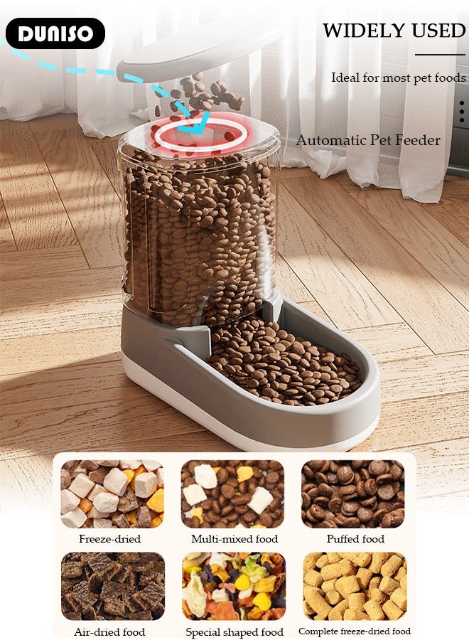 Automatic Pet Feeder, Gravity Cat Dog Food Feeder and Water Dispenser Set of 2, Anti-slip Automatic Feeder Waterer Food Dispenser for Large & Small Dog Cat Puppy Kitten Feeder