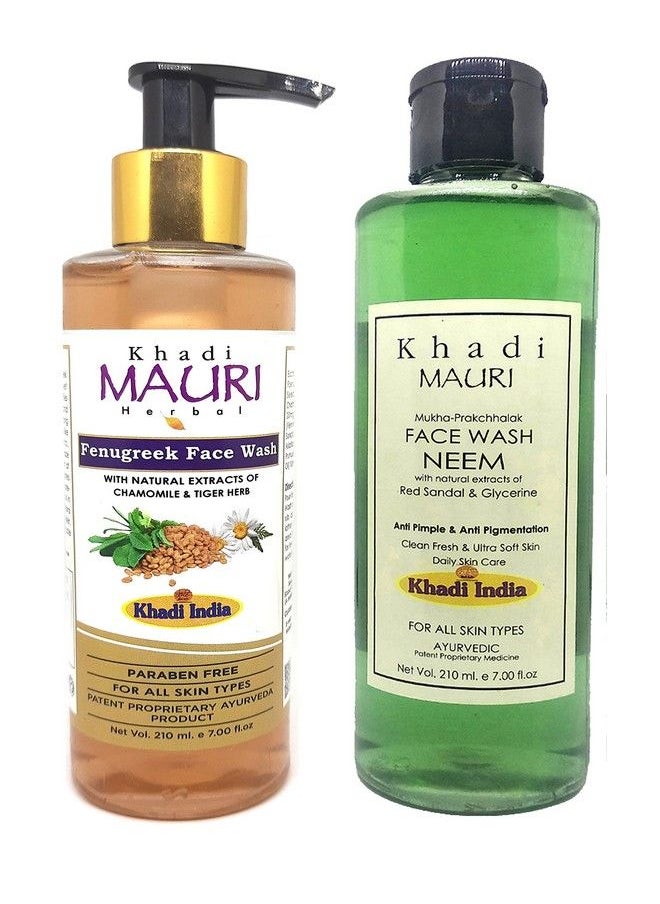 Khadi MAURI Fenugreek & Neem Face Wash Pack Of 2 (420Ml)  - Image 2