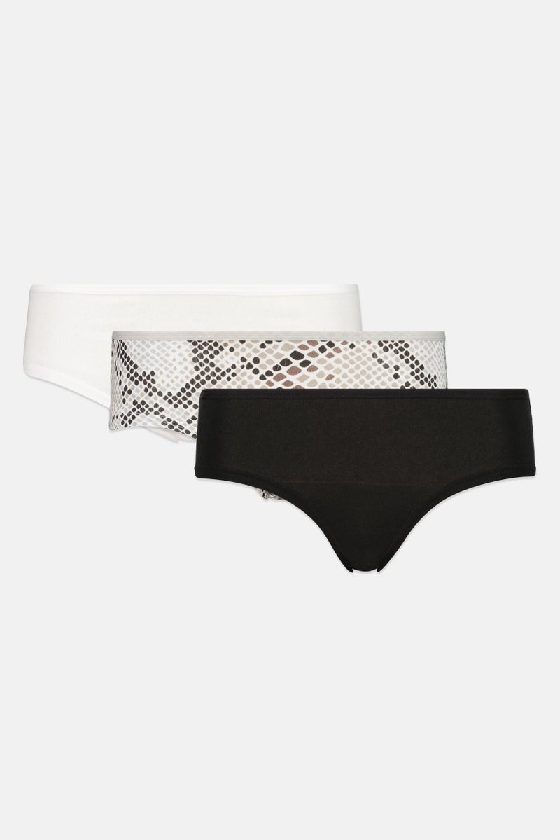 bebe Women 3 Piece Allover Print Panties, Multicolor - Image 1