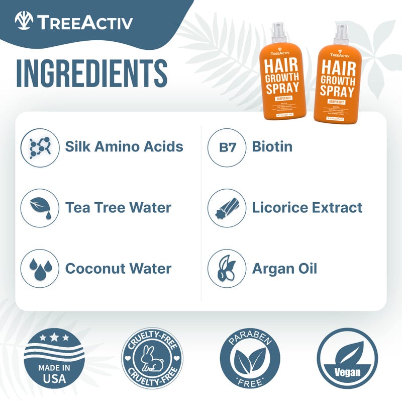 TreeActiv بخاخ يومي مغذي لنمو الشعر من تري أكتيف مع البيوتين وزيت الأركان - 8 أونصات، لشعر أكثر كثافة للنساء والرجال، 2000+ بخة - Image 5