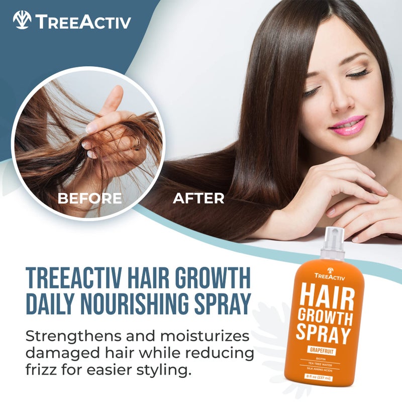 TreeActiv بخاخ يومي مغذي لنمو الشعر من تري أكتيف مع البيوتين وزيت الأركان - 8 أونصات، لشعر أكثر كثافة للنساء والرجال، 2000+ بخة - Image 2