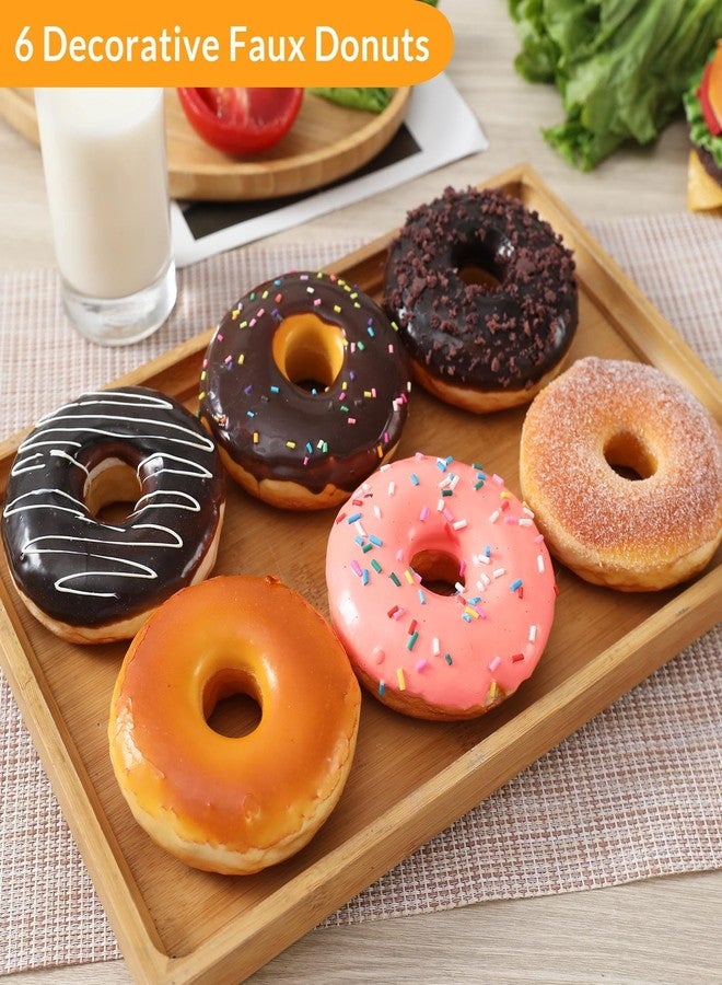 Joeabor Fake Donut 6 Pack Artificial Doughnut for Decoration Realistic Fake Food for Display Faux Dessert Party Decorations Photography Props - Image 2