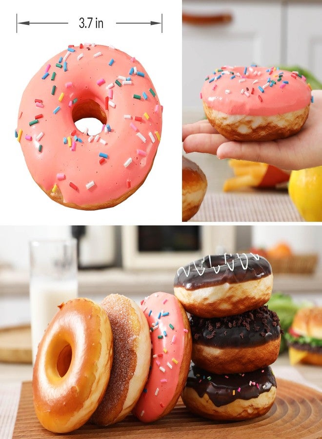 Joeabor Fake Donut 6 Pack Artificial Doughnut for Decoration Realistic Fake Food for Display Faux Dessert Party Decorations Photography Props - Image 3