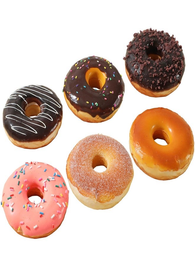 Joeabor Fake Donut 6 Pack Artificial Doughnut for Decoration Realistic Fake Food for Display Faux Dessert Party Decorations Photography Props - Image 1