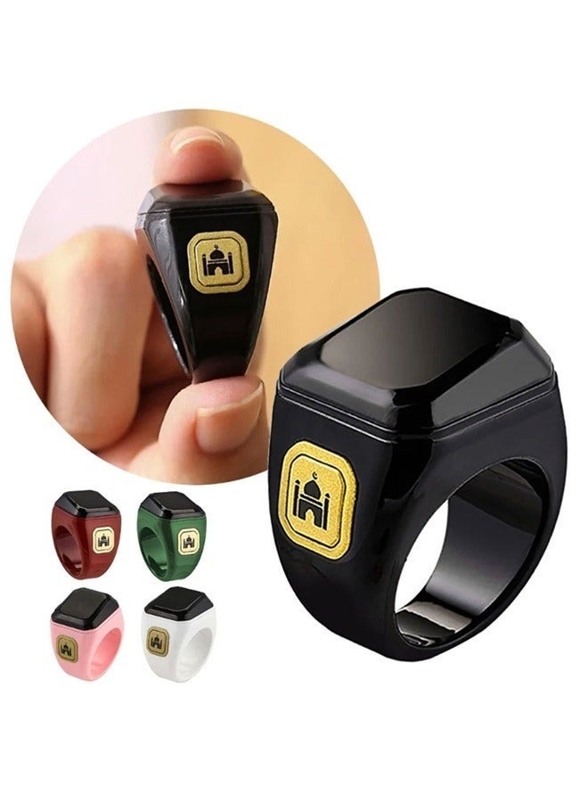 بستوش خاتم الكتروني للتسبيح مصمم لتلبية احتياجات المسلمين لتذكيرات و التسبيح وأوقات الصلاة.مع شاشه OLED مقاس وبرنامج تتبع التسبيح ومواقيت الصلوات مقاس  (18)mm -اسود - Image 4