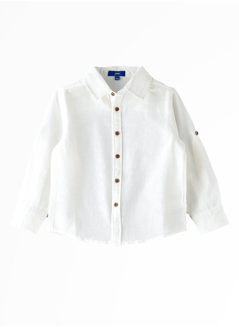 JAM - Timeless Style: Boys' Classic White Cotton Shirt Comfort & Versatility - Image 1