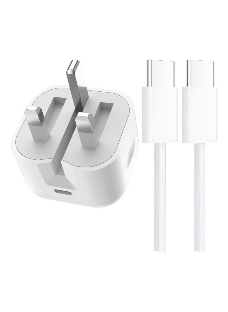 40W USB-C Fast Charger with 1M Type-C to C Braided Cable – Compatible with iPhone 15/15 Pro/15 Pro Max, iPad Pro, Samsung Galaxy S23/S22, Xiaomi, Huawei, and All USB-C Devices