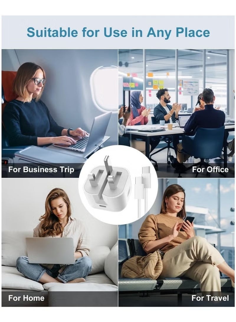 40W USB-C Fast Charger with 1M Type-C to C Braided Cable – Compatible with iPhone 15/15 Pro/15 Pro Max, iPad Pro, Samsung Galaxy S23/S22, Xiaomi, Huawei, and All USB-C Devices - Image 3