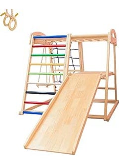 Cool Baby 6 in 1 Solid Wood Kids Climbing Frame Kids Indoor Sports Playground Rock Climbing Swing Set Double Sided Skateboard  - Image 1