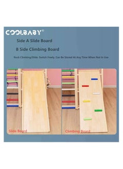 Cool Baby 6 in 1 Solid Wood Kids Climbing Frame Kids Indoor Sports Playground Rock Climbing Swing Set Double Sided Skateboard  - Image 3