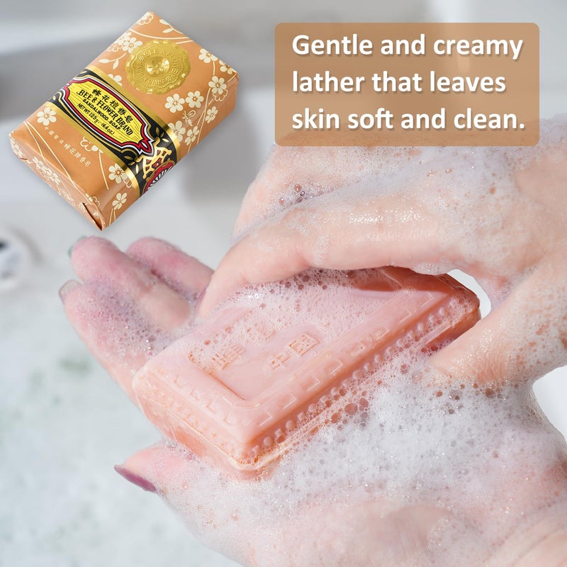 Bee & Flower Soap Bar Sandalwood Soap Moisturizing Bath Bar Soaps Nourishes Your Skin 4.4 oz(Pack of 4) - Image 5