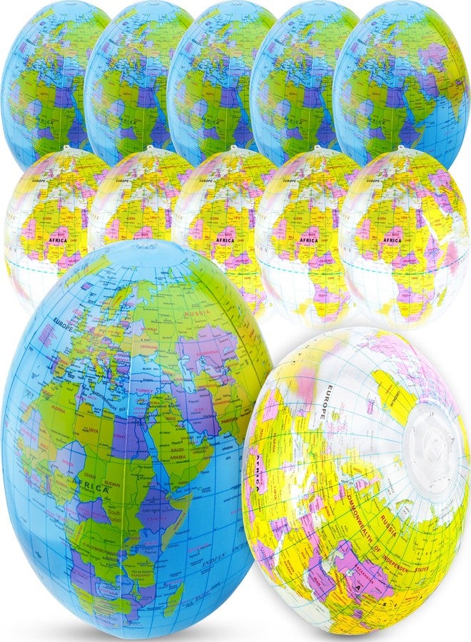 Feradny 12 Pack 12 inches Inflatable Globe Blow up World Globe PVC Earth Beach Balls Pool Toys for Kids Swimming Pool Game Beach Playing or Teaching Toys - Image 1