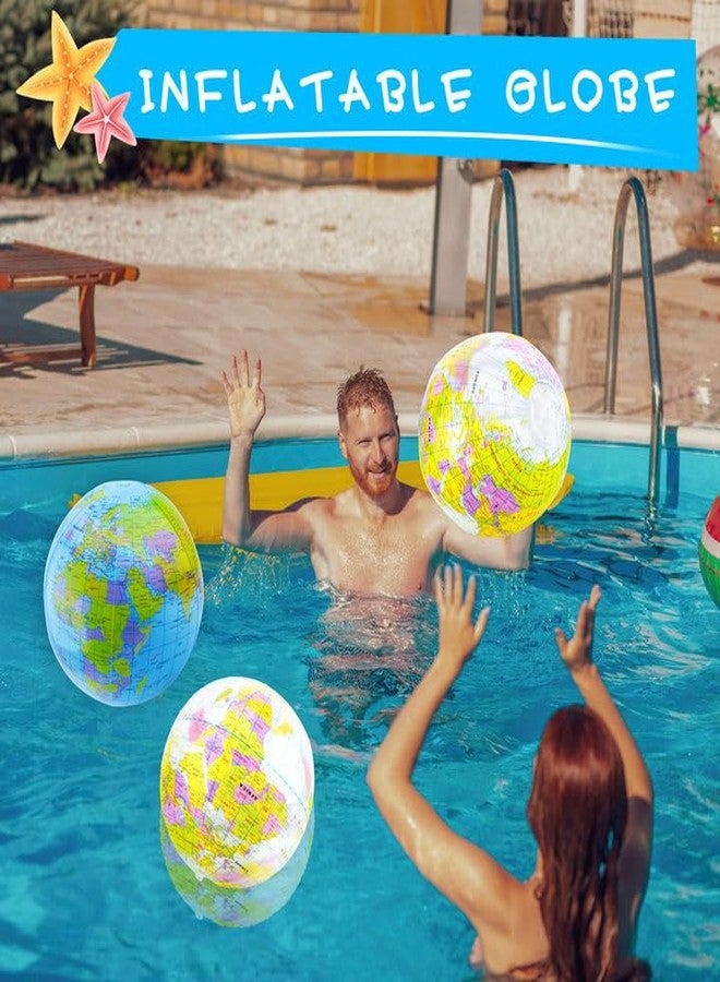 Feradny 12 Pack 12 inches Inflatable Globe Blow up World Globe PVC Earth Beach Balls Pool Toys for Kids Swimming Pool Game Beach Playing or Teaching Toys - Image 5