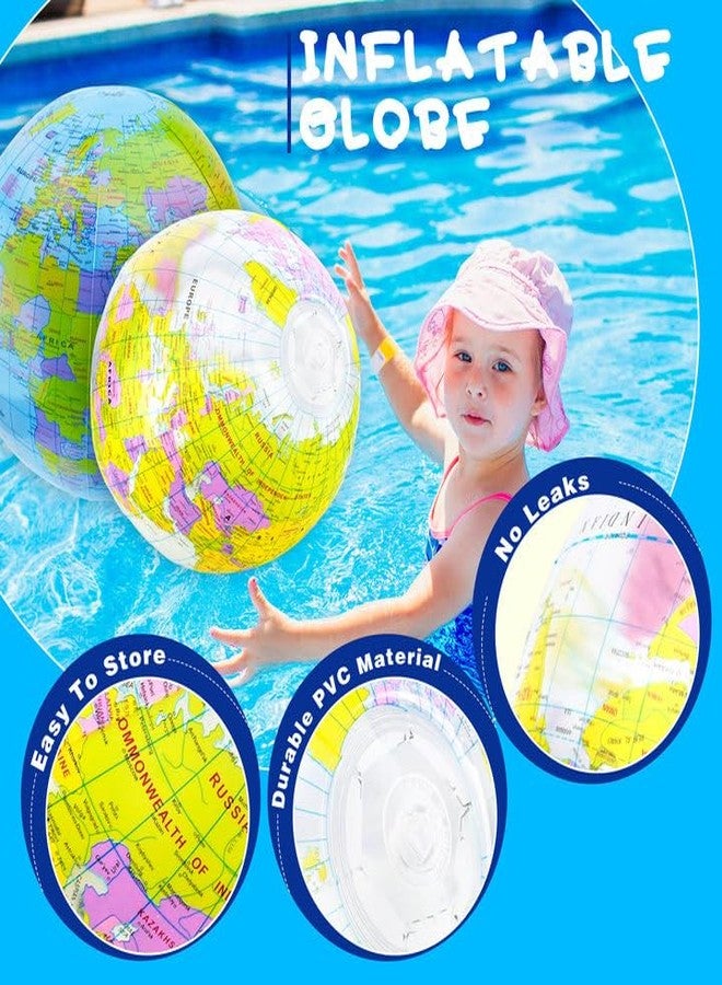 Feradny 12 Pack 12 inches Inflatable Globe Blow up World Globe PVC Earth Beach Balls Pool Toys for Kids Swimming Pool Game Beach Playing or Teaching Toys - Image 2