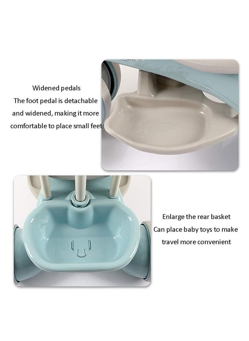 4 in 1 Baby Cycle Foot Pedals Storage Bag Sponge Guardrail and Shock-Absorbing Wheels Tricycle for 1 To 6 Years Blue Color  - Image 3