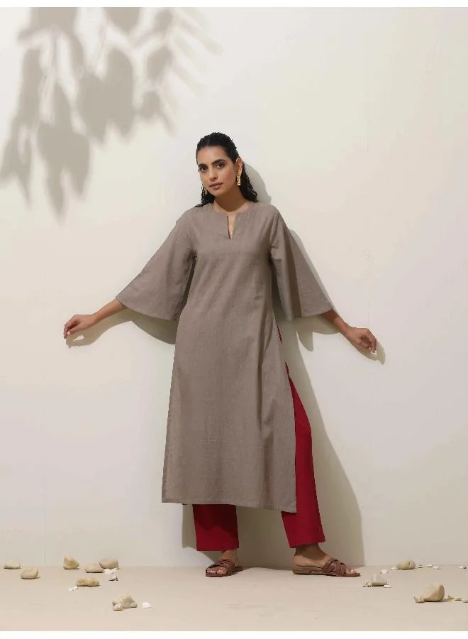 trueBrowns trueBrowns Grey Cotton Kurta Pant Set