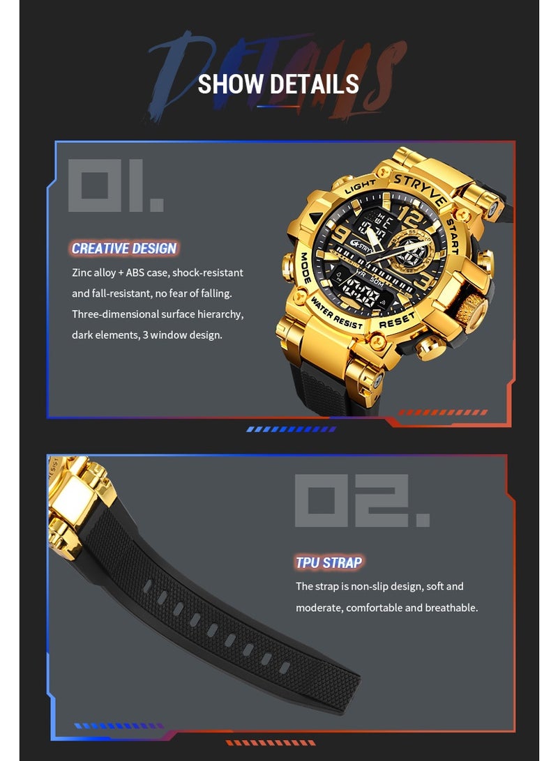 ستريف ساعات الرجال متعددة الوظائف الرياضية ساعات LED الرقمية للماء - Image 5