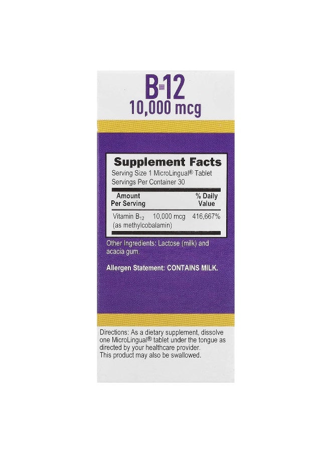 Superior Source, Methylcobalamin B-12, 10,000 mcg, 30 MicroLingual® Instant Dissolve Tablets - Image 2