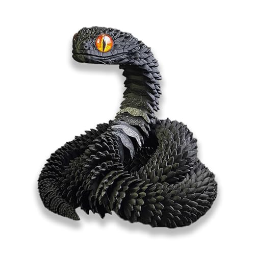Binvin 3D Printed AnimalsSnake Viper3D Printed Snake Toys Articulated Snake 3D Printed Animals Animal Model Ornaments Creative Funny Toy Festival Gift for Frends Black 24Inch - Image 1