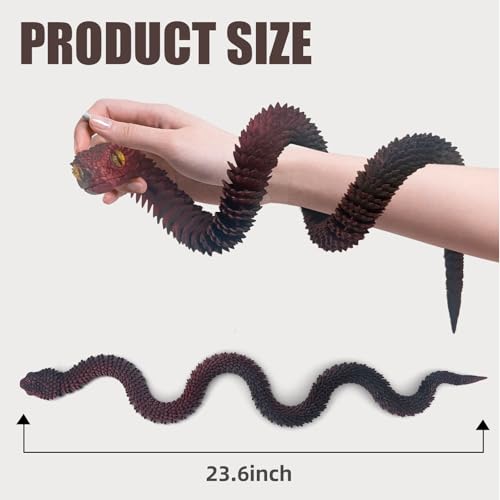 Binvin 3D Printed AnimalsSnake Viper3D Printed Snake Toys Articulated Snake 3D Printed Animals Animal Model Ornaments Creative Funny Toy Festival Gift for Frends Black 24Inch - Image 5