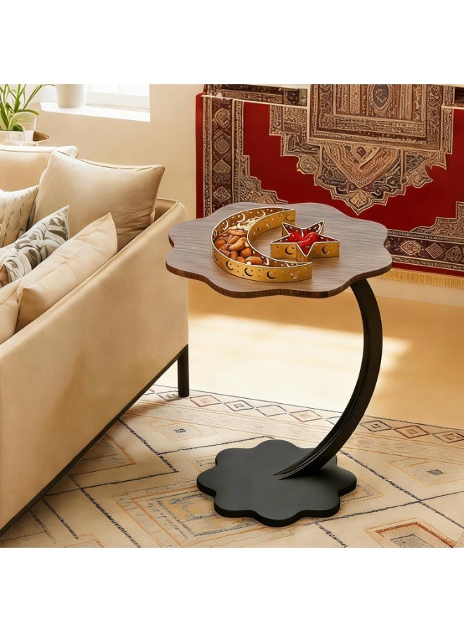 DubaiGallery Sofa Side Table C Shape, Modern End Table with Marble Style Top for Home - Image 3