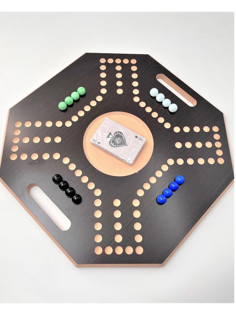 Numbered Jackaroo Wooden Board Game For 4 Players With 1 Deck Of Cards And 16 Marbles Fun And Exciting Family Board Game (45x45)  - Image 1