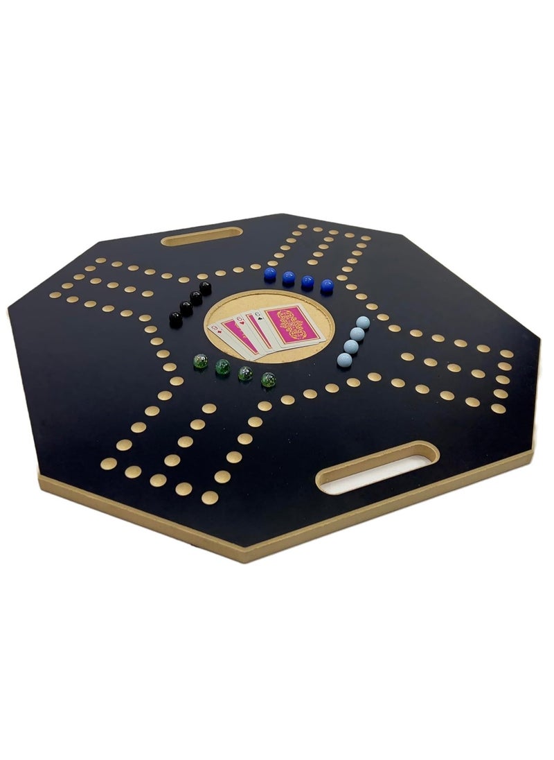 Numbered Jackaroo Wooden Board Game For 4 Players With 1 Deck Of Cards And 16 Marbles Fun And Exciting Family Board Game (45x45)  - Image 3