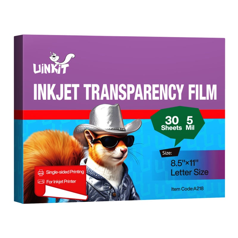 Uinkit 30 Sheets Pintable Transparency Film Acetate Clear Sheets for Crafts 8.5x11 OHP Overhead Projector Film For Inkjet Printer Quick-Dry - Image 1