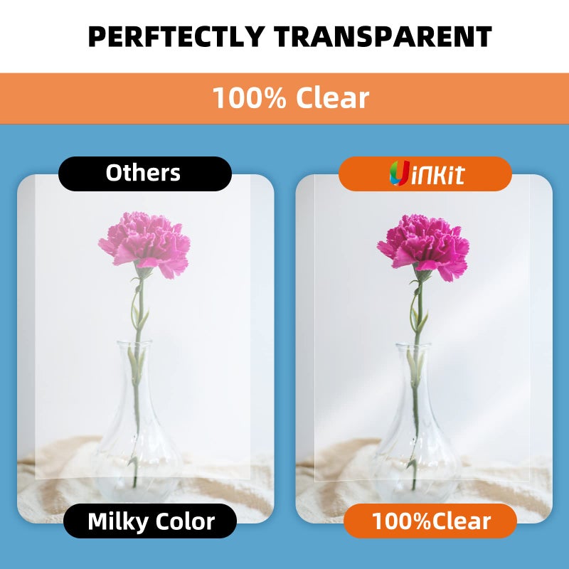 Uinkit 30 Sheets Pintable Transparency Film Acetate Clear Sheets for Crafts 8.5x11 OHP Overhead Projector Film For Inkjet Printer Quick-Dry - Image 5
