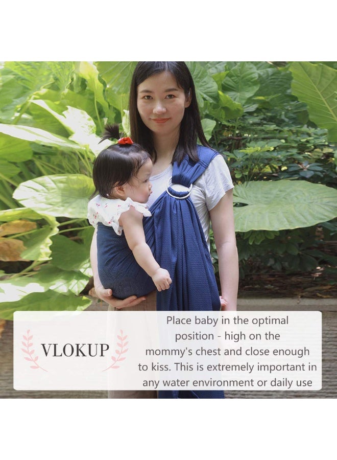 Vlokup حامل حلقة الماء للأطفال من فلوكوب | لفافة أطفال خفيفة الوزن وقابلة للتنفس من الشبك للأطفال، حديثي الولادة، الأطفال الصغار | مثالي للصيف، السباحة، المسبح، الشاطئ | رائع أيضاً للأب باللون الأزرق - Image 5