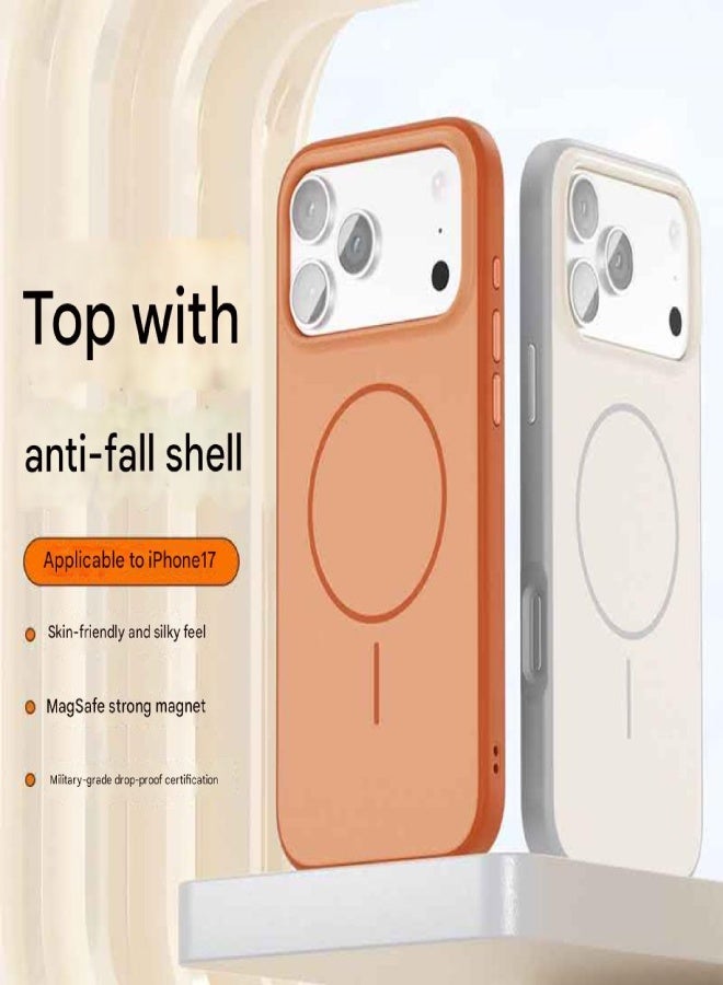AROAQ iPhone 17 Pro Max Magnetic Case – MagSafe Compatible Shockproof Protective Cover with Skin-Friendly Silky Touch & Military-Grade Drop Protection , Orange - Image 2