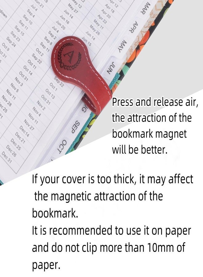 Nerien Personalized Magnetic Leather Bookmark, Engraved Letter Weighted Vintage Genuine Book Markers for Reading Women, Writers Poets Initial Gift for Book Lovers Reader Men Kids Boys Girls (M, Red) - Image 4