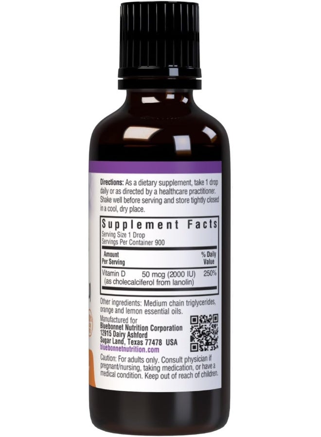 Bluebonnet Liquid Vitamin D3 Drops 50 mcg Citrus Flavor for Adults - Image 2
