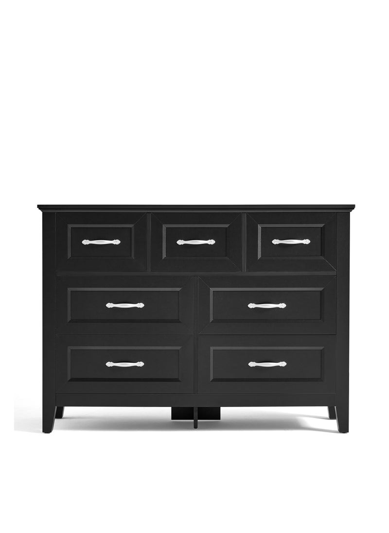 LINSY HOME LINSY HOME  -  Wood Dresser Closet With 7 Drawers , Dressers Organizer for Bed Room Living Room, Kids Room, Nursery, Hallway, Black Color, size 120L*39.8W*86.7H cm  - Image 4
