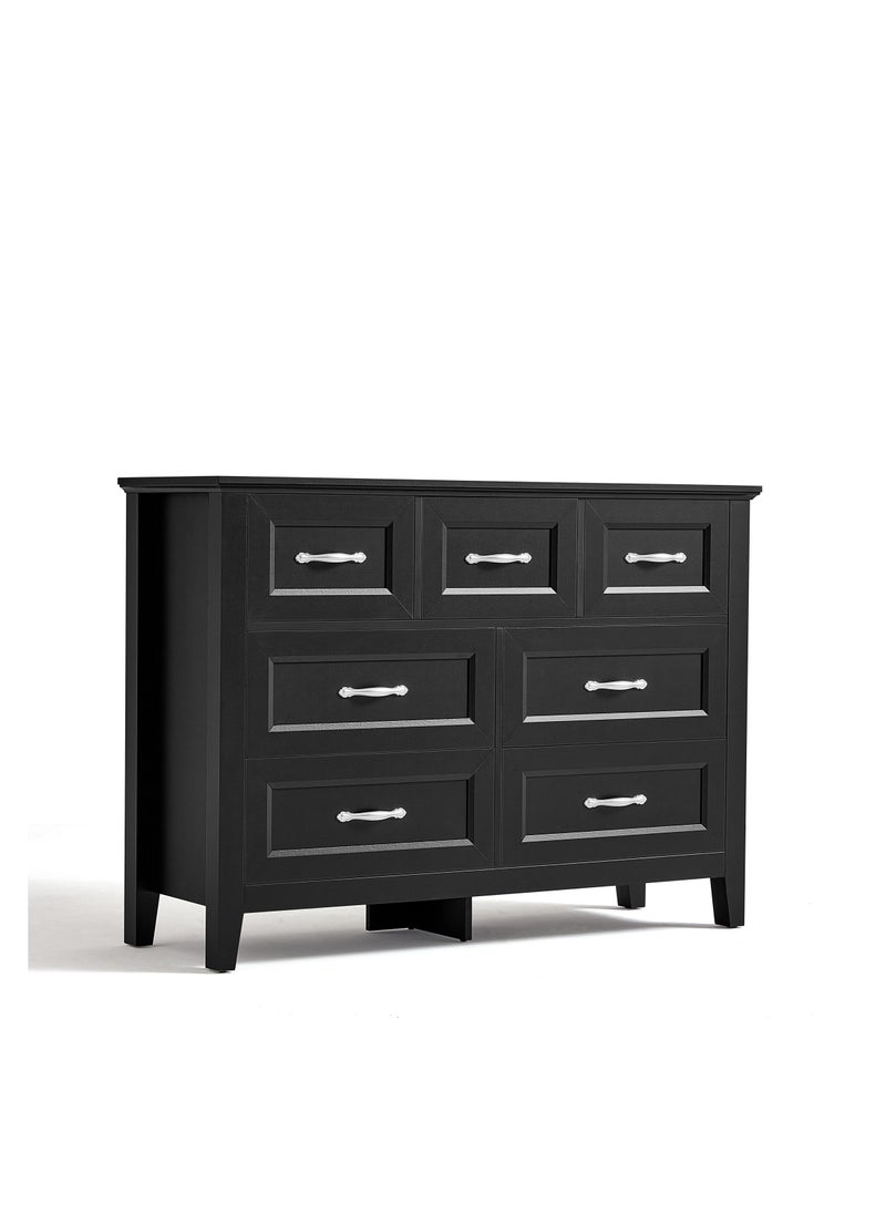 LINSY HOME LINSY HOME  -  Wood Dresser Closet With 7 Drawers , Dressers Organizer for Bed Room Living Room, Kids Room, Nursery, Hallway, Black Color, size 120L*39.8W*86.7H cm  - Image 3