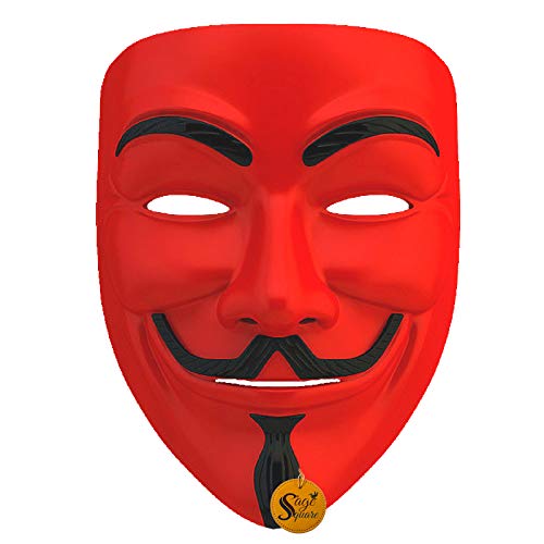 Sage Square Red Vendetta Comic FACE MASK Fawkes Mask Anonymous VIP Edition Face-Mask Perfect Fit Cosplay Protest V for Vendetta DC Comics (Pack of 2) - Image 2