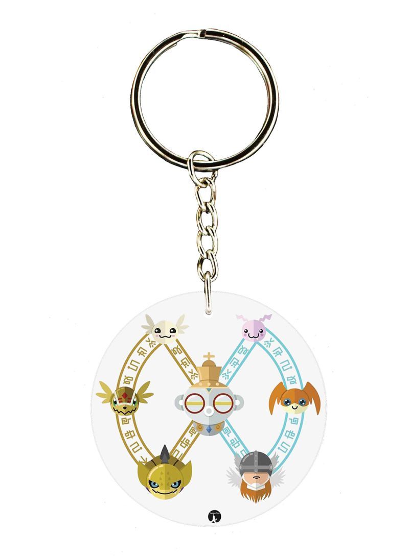 Anime Digimon Double Side Printed Keychain