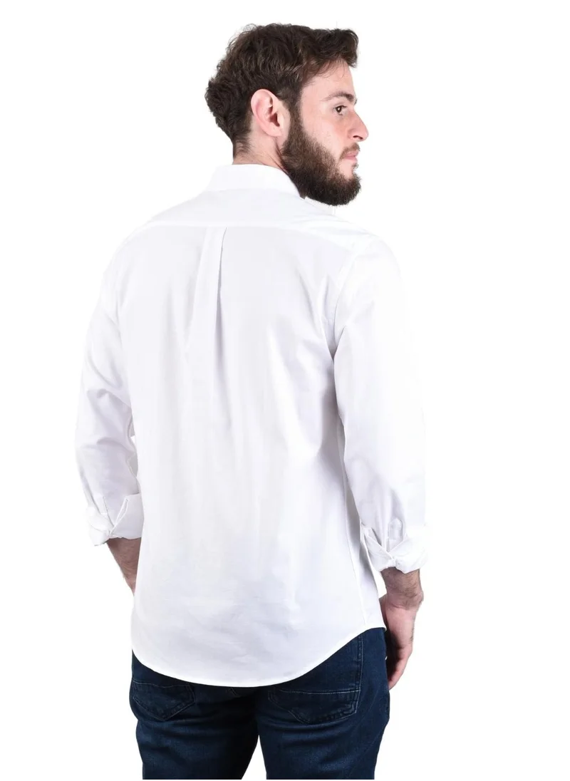 GIORDANO Band Collar Oxford Shirt White