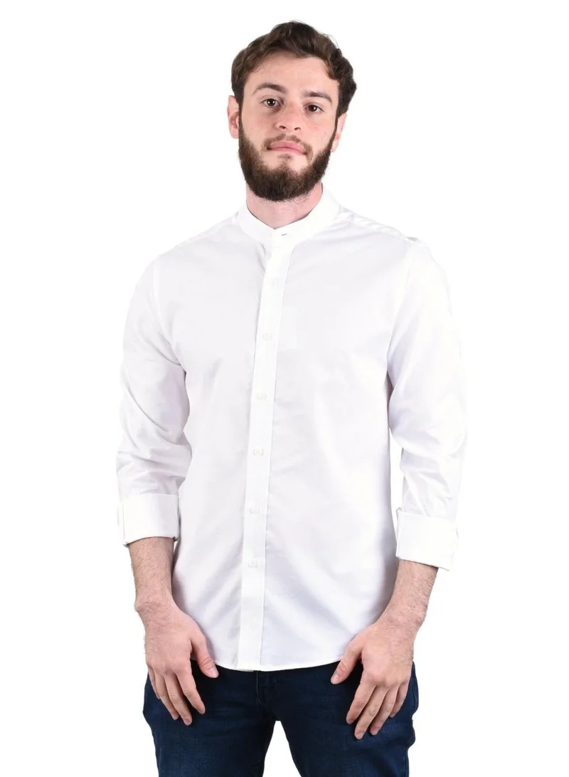 جيوردانو قميص أكسفورد بياقة باند أبيض